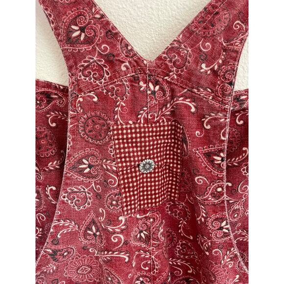 Vintage Red Paisley Denim Overalls Size X Large - Picture 5 of 6